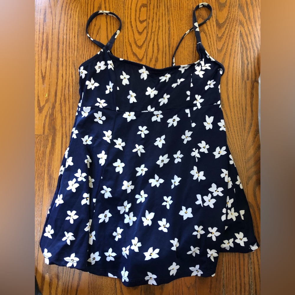 SWIM BATHING One Piece Suit -  SIRENA Blue & White Flowers  Size 10